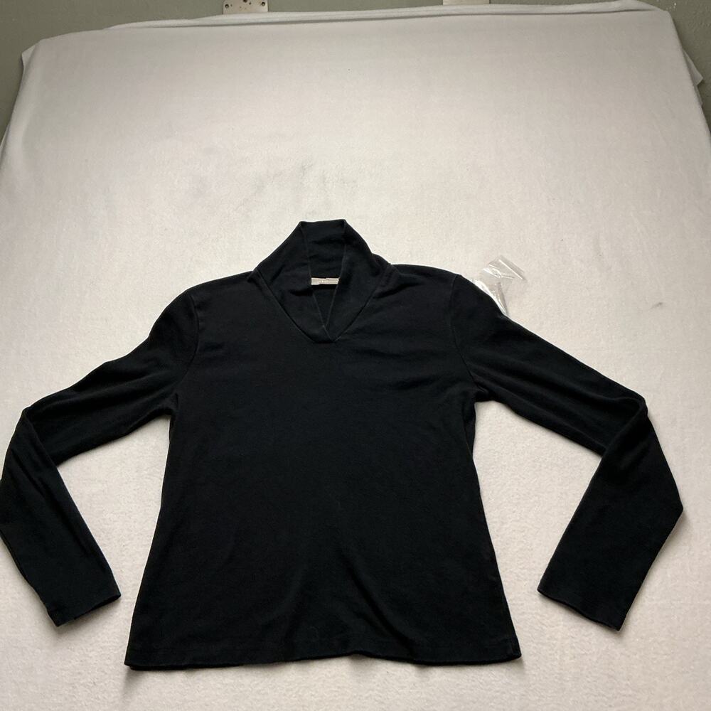 Croft And Barrow Womens Black Long Sleeve Cotton V Neck Pullover Top Size M,4282